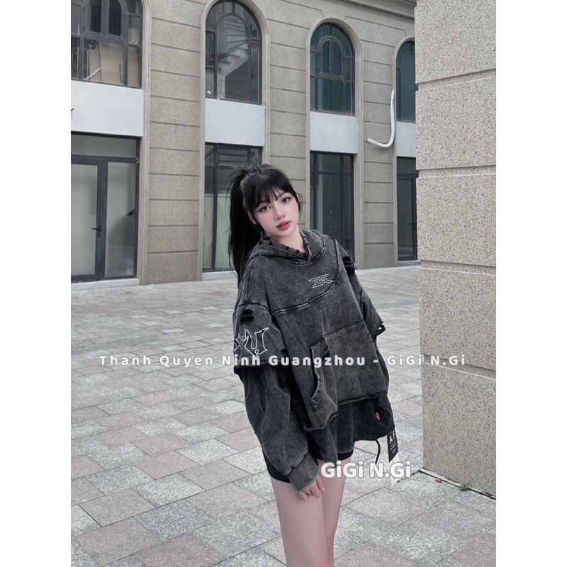 Áo Hoodie AF Pha Tay Rách Siêu Chất