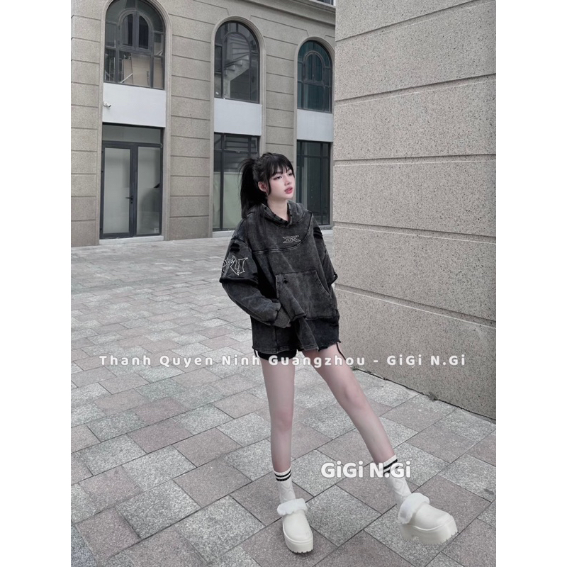 Áo Hoodie AF Pha Tay Rách Siêu Chất
