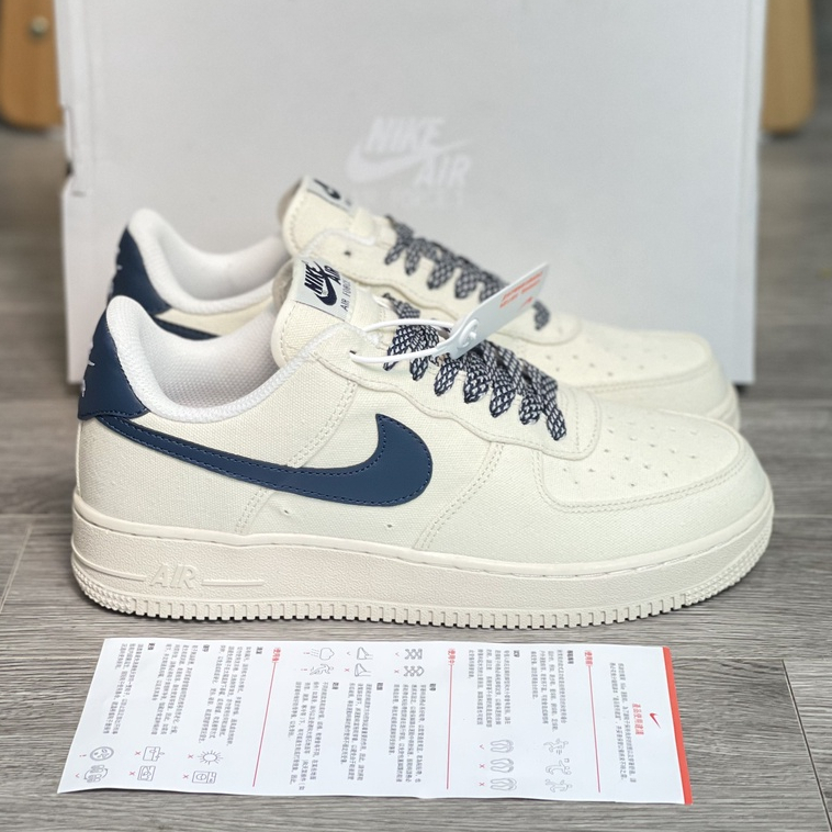 Giày Air Force 1 Canvas Navy, Giày Thể Thao Nike_AF1 Vải Canvas Vệt Than Phối Đồ Nam Nữ Hot Trend 2023 - Full Bill Box