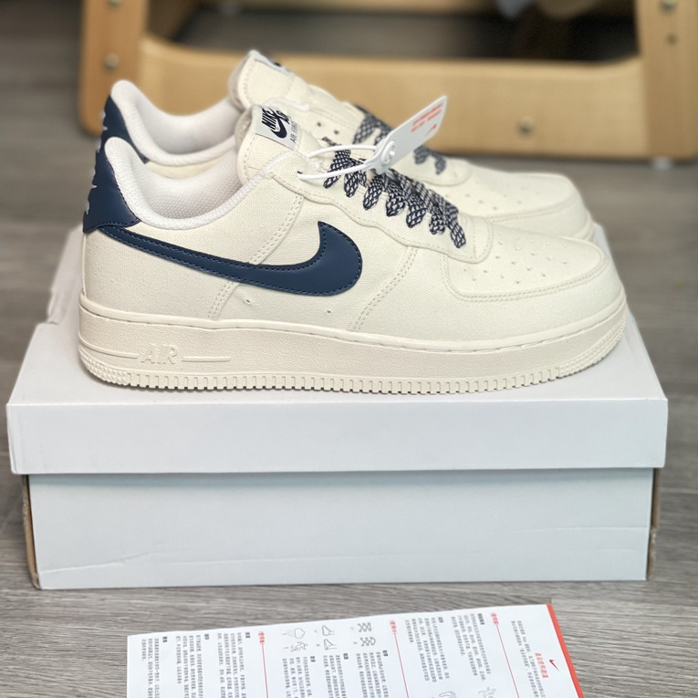 Giày Air Force 1 Canvas Navy, Giày Thể Thao Nike_AF1 Vải Canvas Vệt Than Phối Đồ Nam Nữ Hot Trend 2023 - Full Bill Box