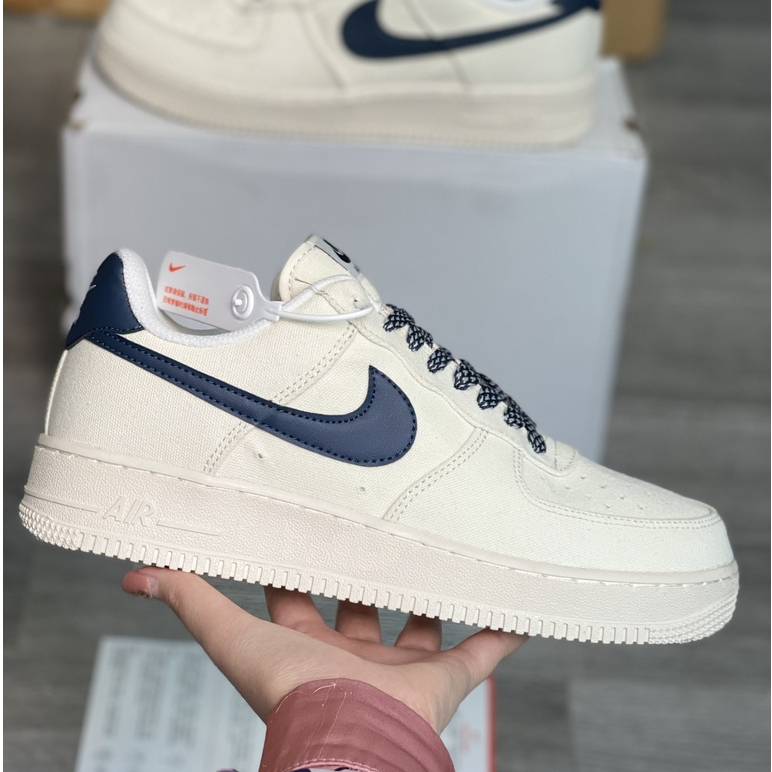 Giày Air Force 1 Canvas Navy, Giày Thể Thao Nike_AF1 Vải Canvas Vệt Than Phối Đồ Nam Nữ Hot Trend 2023 - Full Bill Box