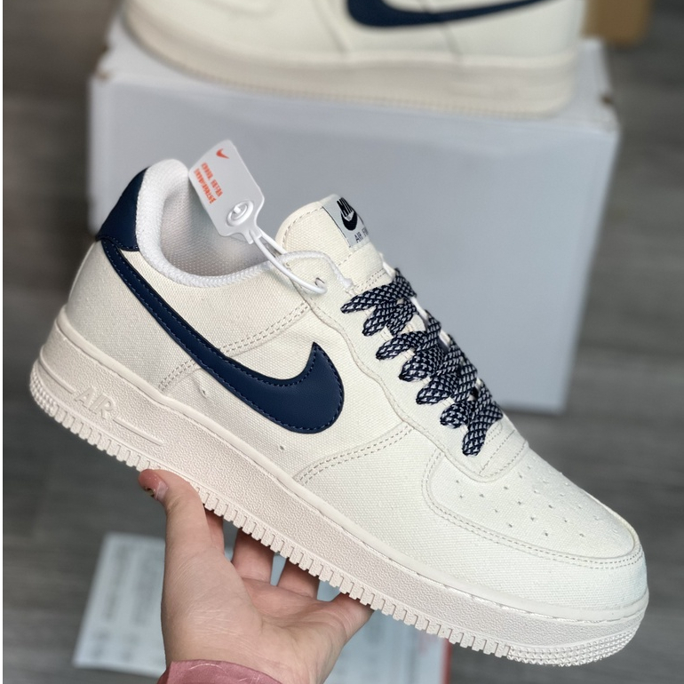 Giày Air Force 1 Canvas Navy, Giày Thể Thao Nike_AF1 Vải Canvas Vệt Than Phối Đồ Nam Nữ Hot Trend 2023 - Full Bill Box