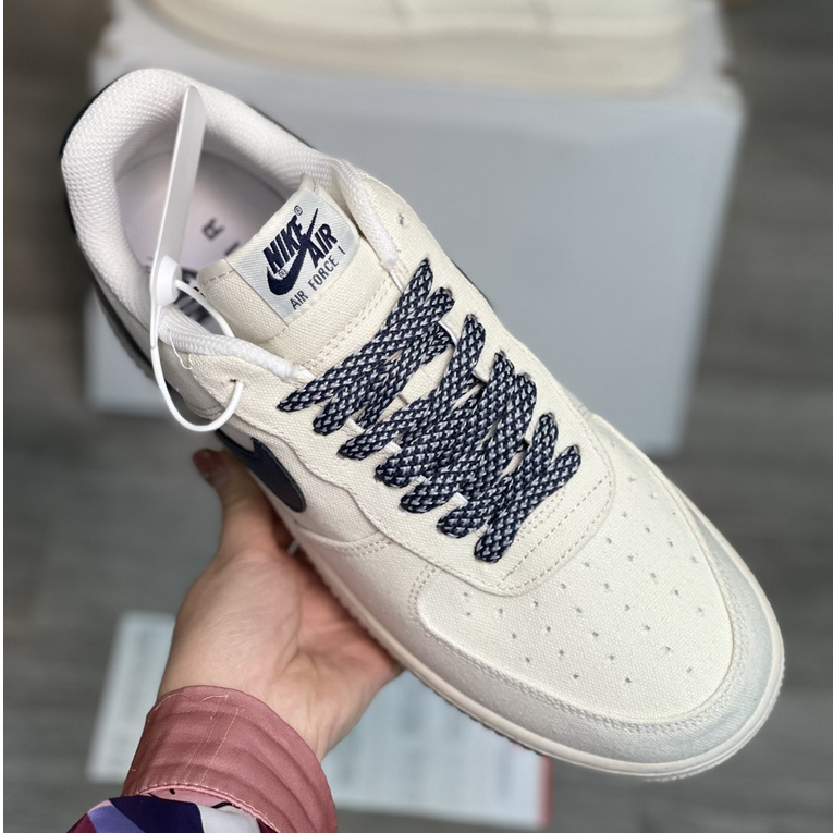 Giày Air Force 1 Canvas Navy, Giày Thể Thao Nike_AF1 Vải Canvas Vệt Than Phối Đồ Nam Nữ Hot Trend 2023 - Full Bill Box