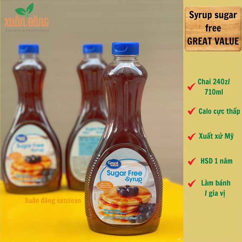 Ăn kiêng Sugar Free Syrup 710ml GREAT VALUE diet/eatclean/lowcarb/keto