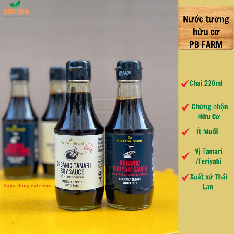Nước tương Tamari, Teriyaki Nhật, nước tương hữu cơ dòng PBFarm Nhật (200ml) làm gia vị chấm rau củ, thịt nướng