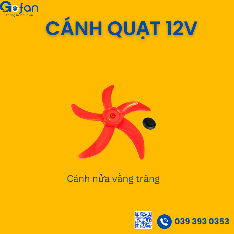 Cánh quạt 12v sải cánh 30cm 5 lá Gofan màu cam