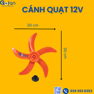 Cánh quạt 12v sải cánh 30cm 5 lá Gofan màu cam