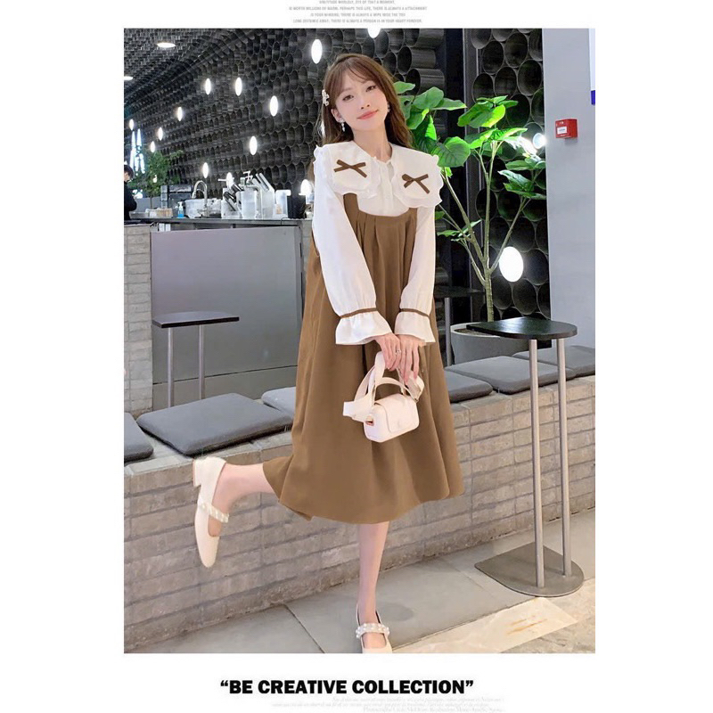 Váy bầu nhung tăm dài tay áo rời