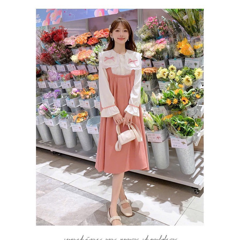 Váy bầu nhung tăm dài tay áo rời