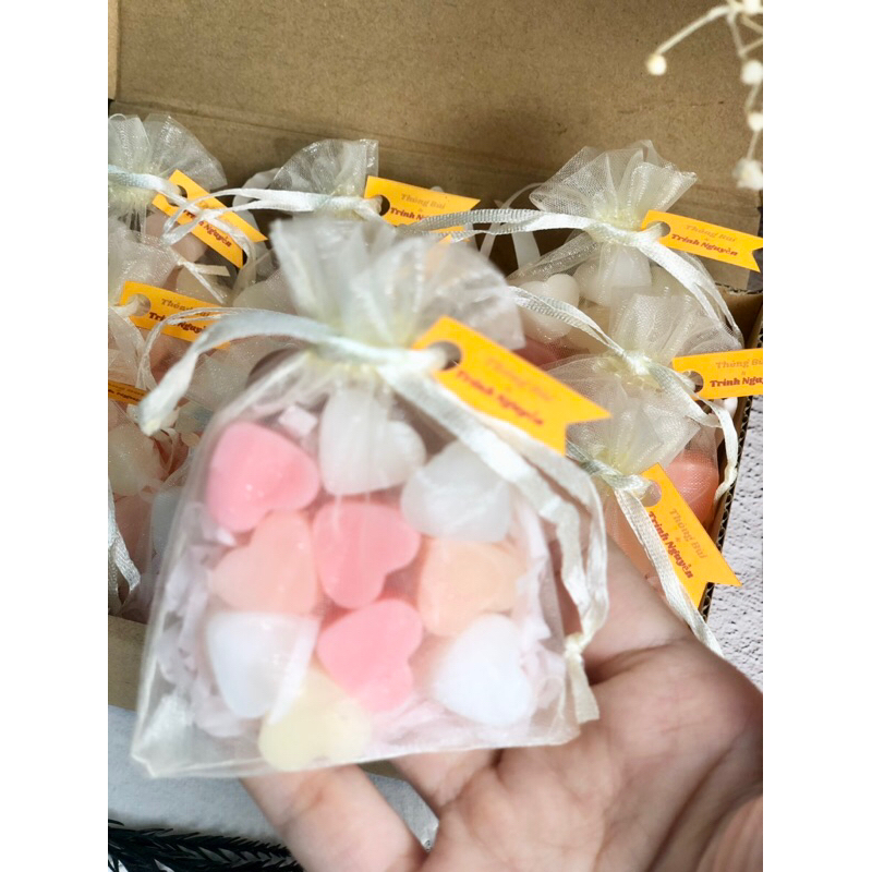 Set 50 Túi Sáp Thơm Trái Tim Mini Làm Quà Tặng 🎁, Làm Thơm Phòng, Khử Mùi - 25gr