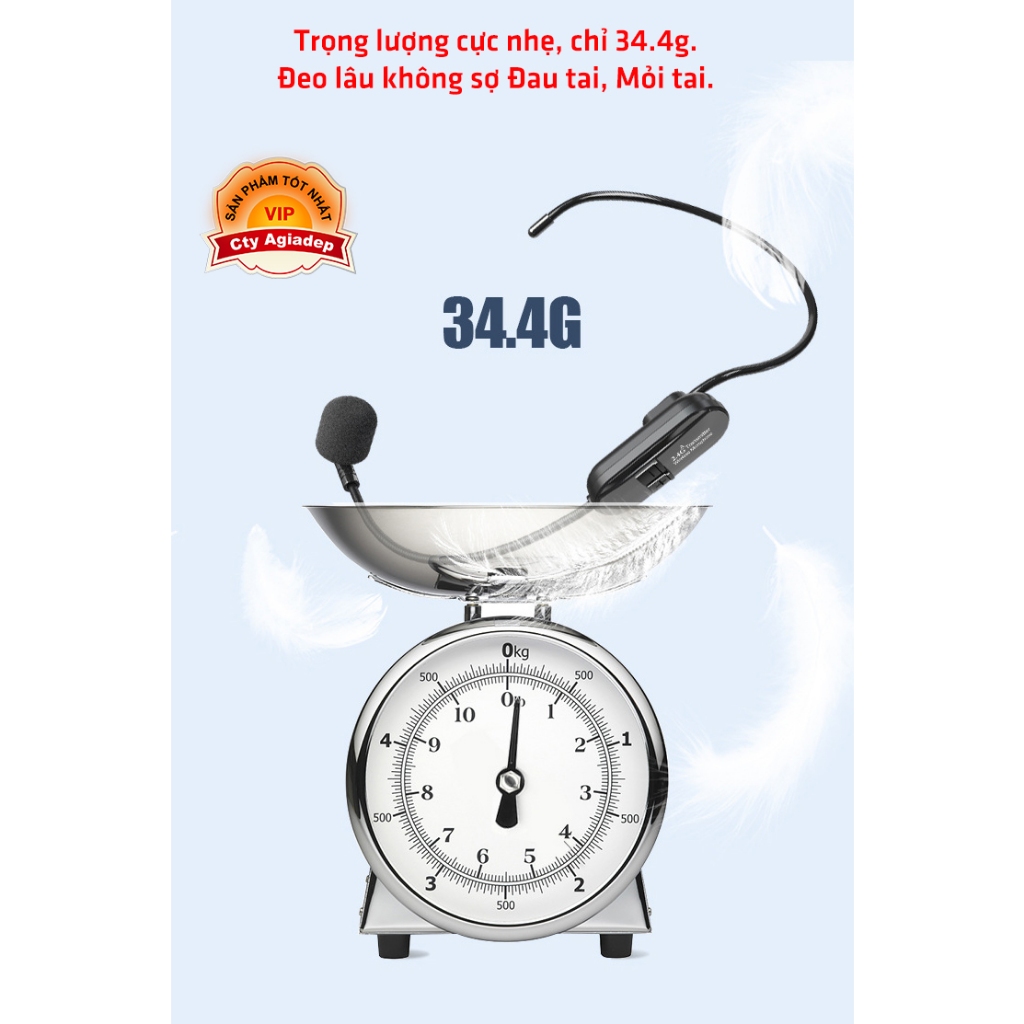Mic không dây 2.4G kết nối với Loa trợ giảng hoặc Loa thường làm MC chương trình