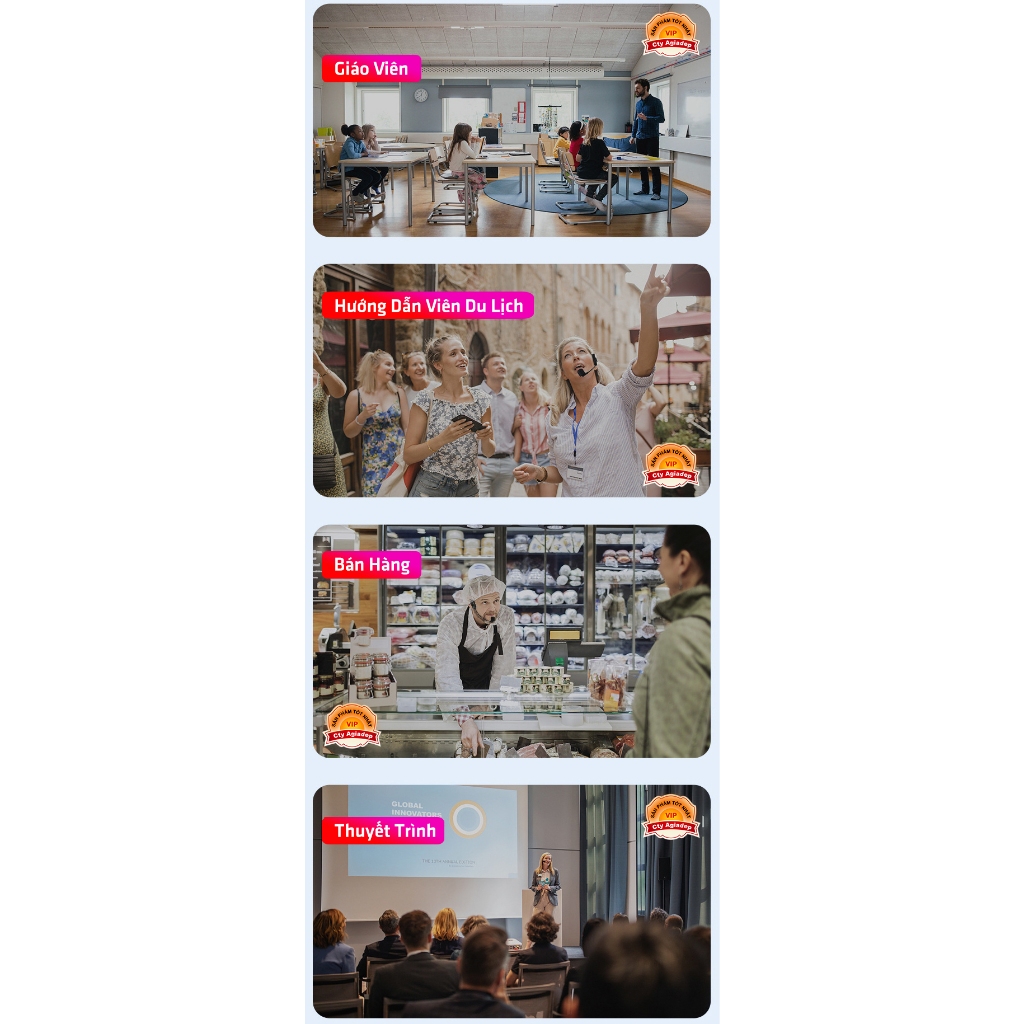 Mic không dây 2.4G kết nối với Loa trợ giảng hoặc Loa thường làm MC chương trình