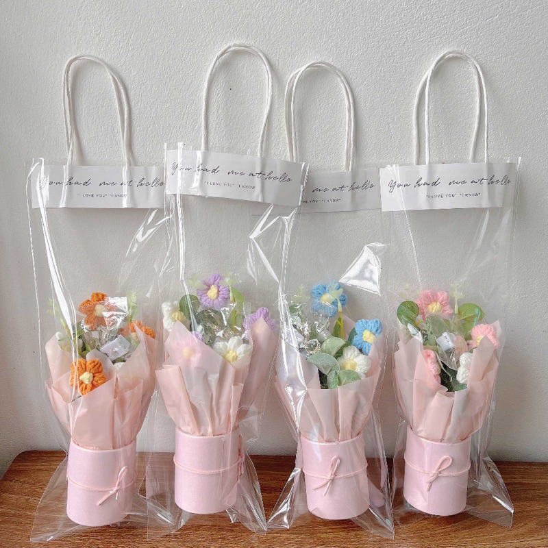 Quà Tặng, Quà Lưu Niệm Bó Hoa Len Vĩnh Cửu Kèm Đèn Led dễ thương