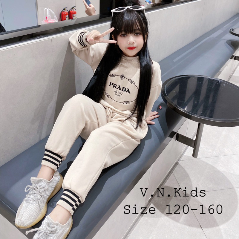 Bộ nỉ croptop thêu Braza sang chảnh cho Bé size 19kg-45kg