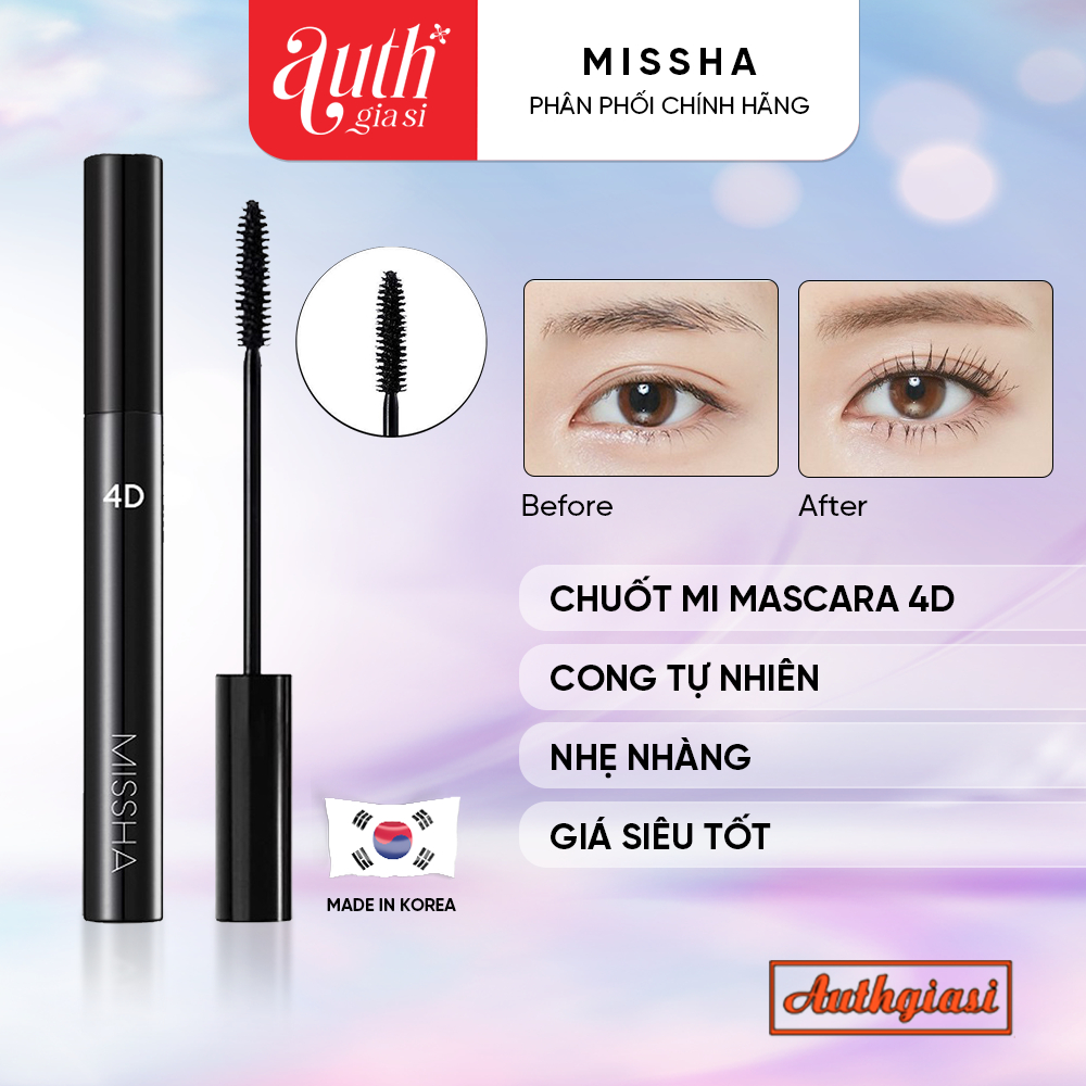 Mascara chuốt mi Missha 4D làm dày mi không lem chống trôi hiệu quả