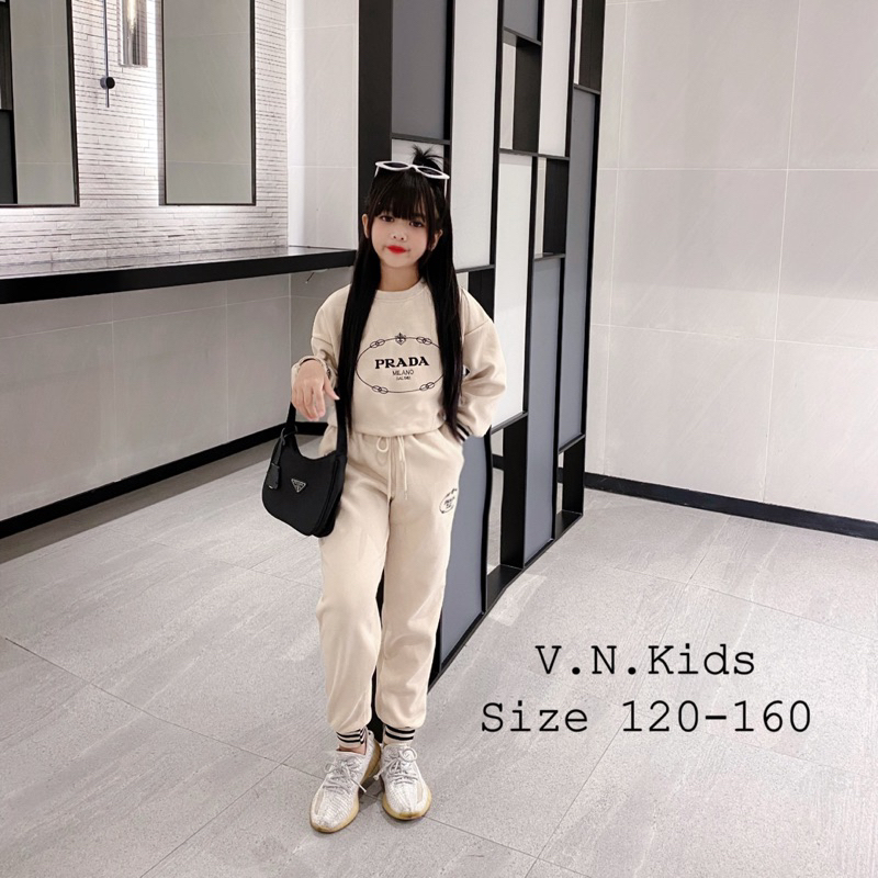 Bộ nỉ croptop thêu Braza sang chảnh cho Bé size 19kg-45kg