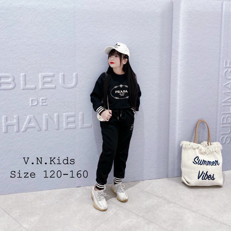 Bộ nỉ croptop thêu Braza sang chảnh cho Bé size 19kg-45kg