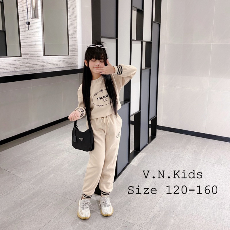 Bộ nỉ croptop thêu Braza sang chảnh cho Bé size 19kg-45kg