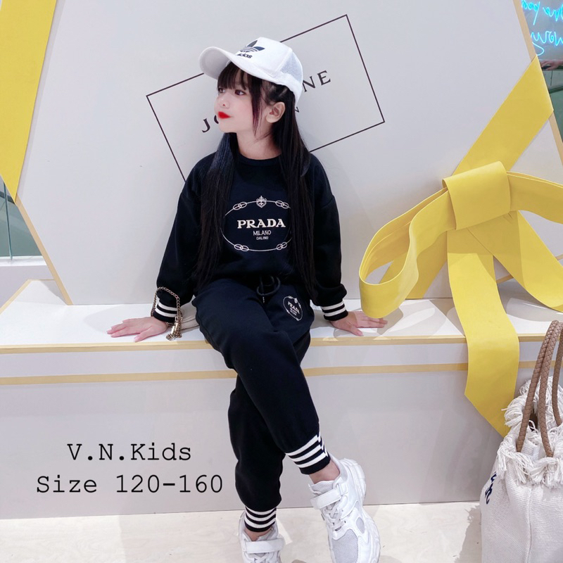 Bộ nỉ croptop thêu Braza sang chảnh cho Bé size 19kg-45kg