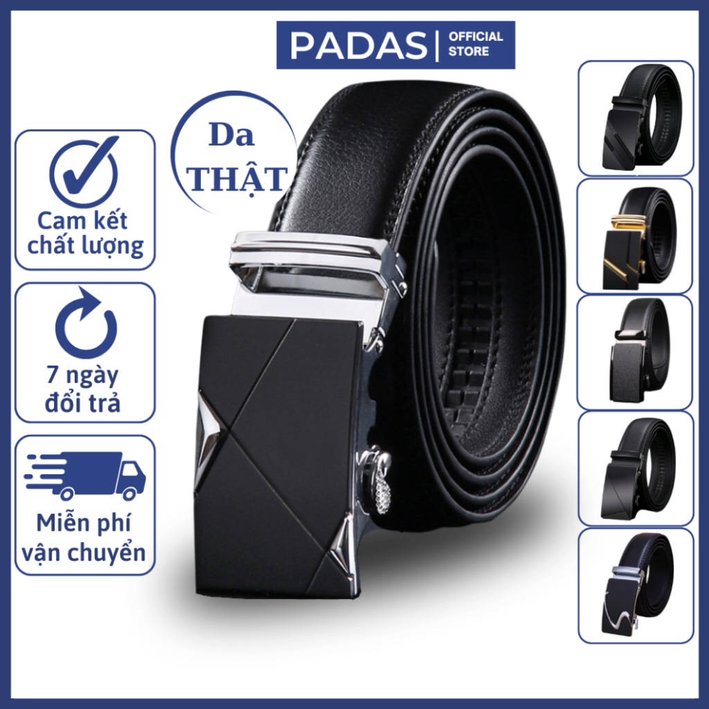 Dây nịt nam cao cấp dây lưng thắt lưng nam da bò thật khoá tự động quà tặng cho nam giới PADAS STORE TL102