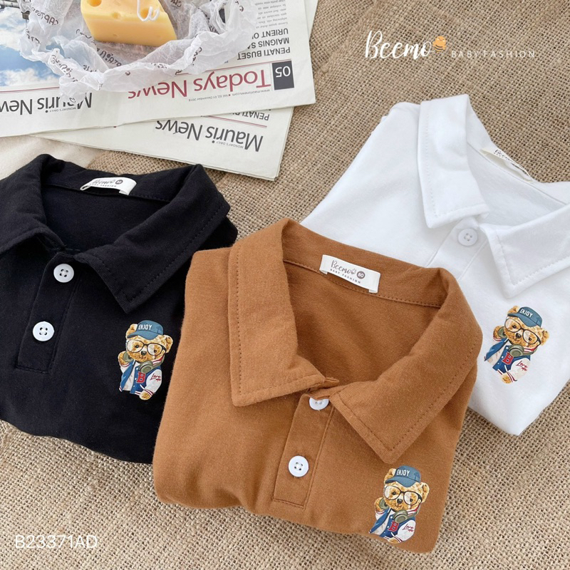 ÁO POLO DÀI TAY IN HÌNH GẤU CHO BÉ