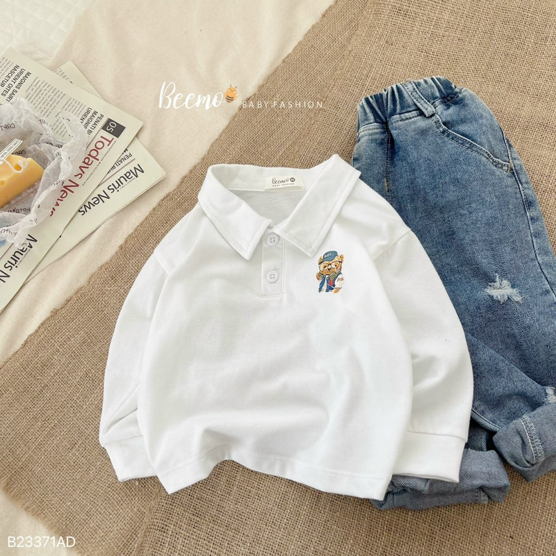 ÁO POLO DÀI TAY IN HÌNH GẤU CHO BÉ