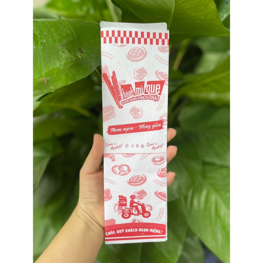 Combo 500 Túi Đựng Bánh Mì Que In Sẵn, Kích Thước 8x28cm - Giấy Cao Cấp Không Mùi, An Toàn Thực Phẩm