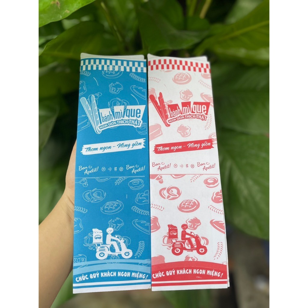Combo 500 Túi Đựng Bánh Mì Que In Sẵn, Kích Thước 8x28cm - Giấy Cao Cấp Không Mùi, An Toàn Thực Phẩm