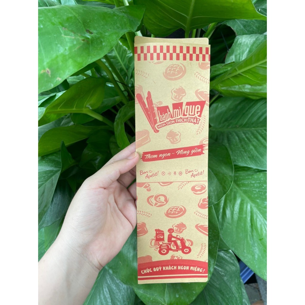 Combo 500 Túi Đựng Bánh Mì Que In Sẵn, Kích Thước 8x28cm - Giấy Cao Cấp Không Mùi, An Toàn Thực Phẩm