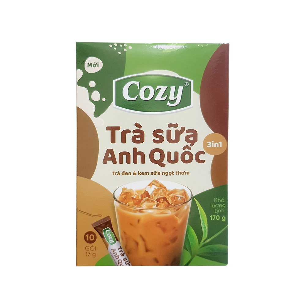 Trà sữa Cozy Matcha 3in1, trà sữa Anh Quốc hộp 10 gói