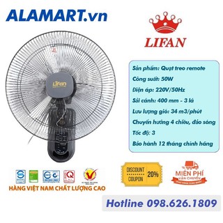 BÁN SỈ - Quạt treo tường đảo hình sóng Lifan TE-1689