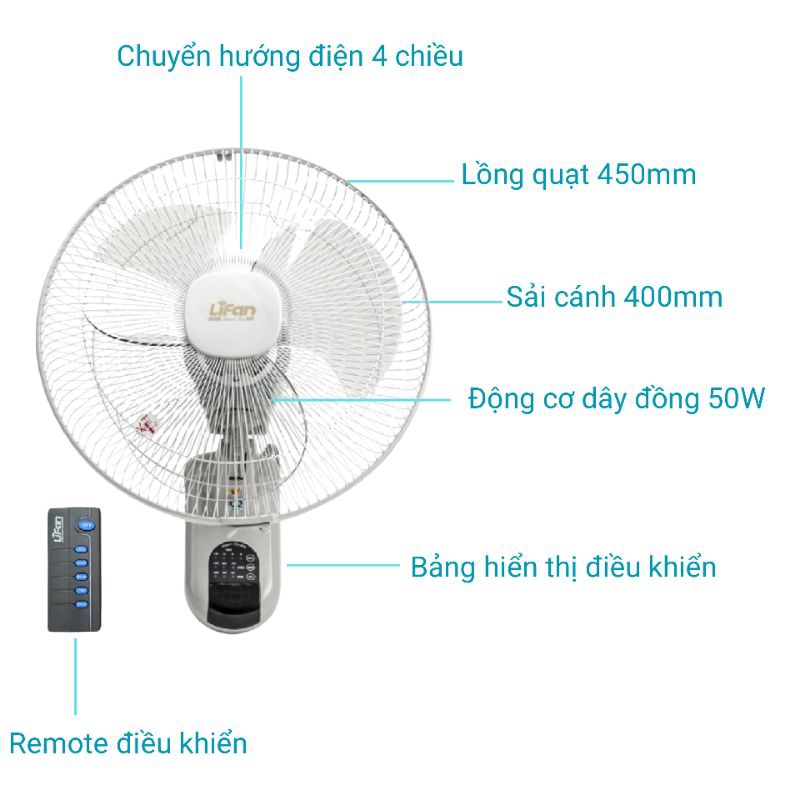 Quạt Treo Tường remote Lifan TE-1689
