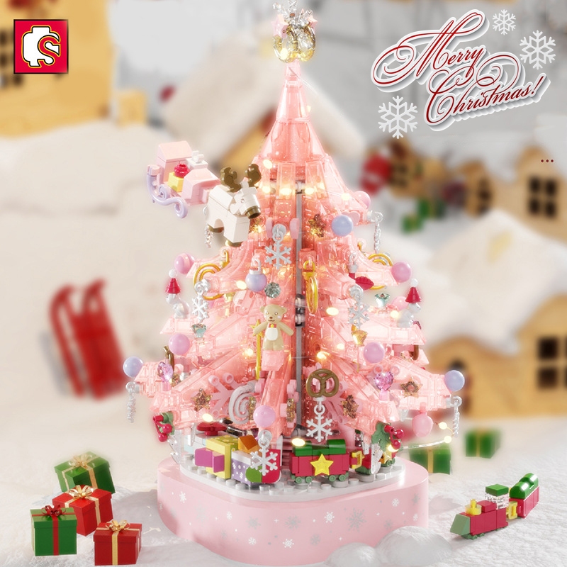 Đồ Chơi Lắp Ráp LEGO Noel Mô Hình Cây Thông Phát Nhạc Merry Christmas Có Nhạc Và Đèn SEMBO 605024 - 605029 Với 720+ PCS