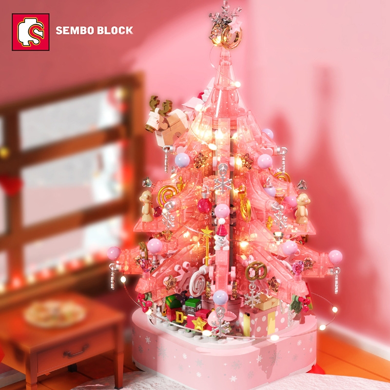 Đồ Chơi Lắp Ráp LEGO Noel Mô Hình Cây Thông Phát Nhạc Merry Christmas Có Nhạc Và Đèn SEMBO 605024 - 605029 Với 720+ PCS