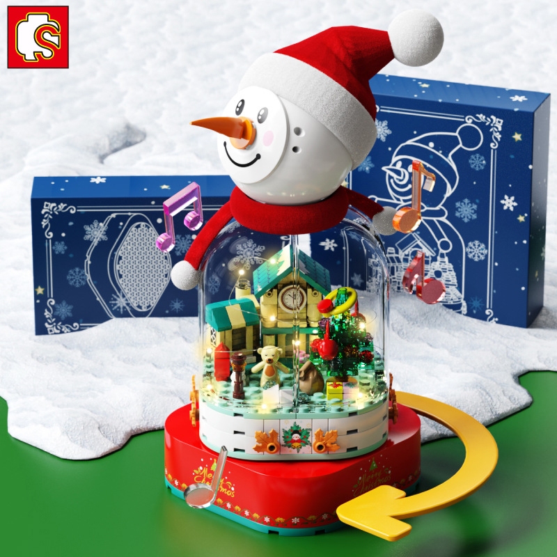Đồ Chơi Lắp Ráp LEGO Hộp Nhạc Ngôi Nhà Người Tuyết Giáng Sinh Merry Christmas Có Nhạc, Đèn SEMBO 601162 Với 220PCS