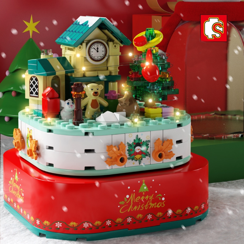 Đồ Chơi Lắp Ráp LEGO Hộp Nhạc Ngôi Nhà Người Tuyết Giáng Sinh Merry Christmas Có Nhạc, Đèn SEMBO 601162 Với 220PCS