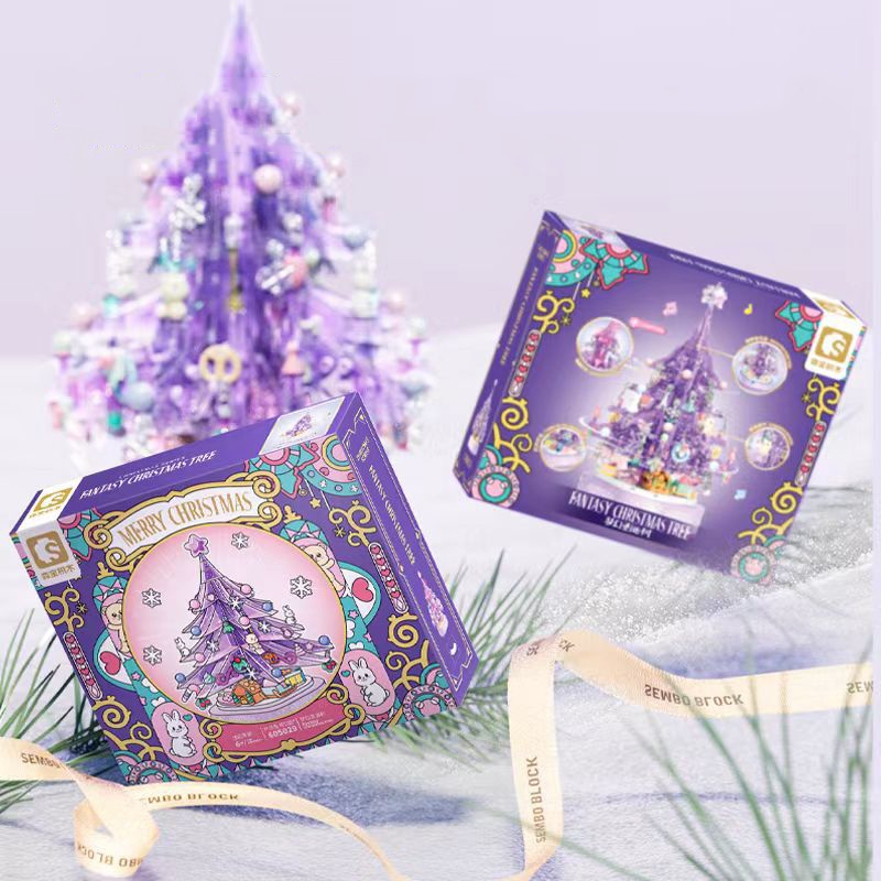 Đồ Chơi Lắp Ráp LEGO Noel Mô Hình Cây Thông Phát Nhạc Merry Christmas Có Nhạc Và Đèn SEMBO 605024 - 605029 Với 720+ PCS