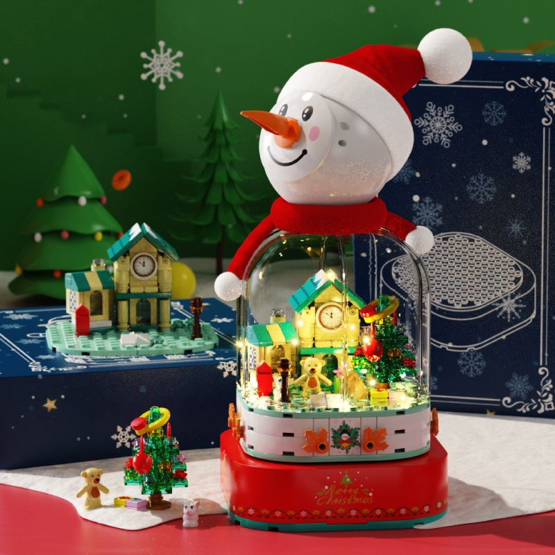 Đồ Chơi Lắp Ráp LEGO Hộp Nhạc Ngôi Nhà Người Tuyết Giáng Sinh Merry Christmas Có Nhạc, Đèn SEMBO 601162 Với 220PCS
