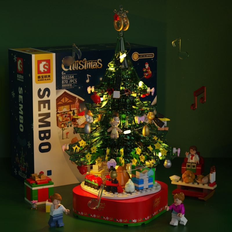 Đồ Chơi Lắp Ráp LEGO Mô Hình Hộp Nhạc Cây Thông Giáng Sinh Kèm Minifigures SEMBO 601164, Quà Tặng Giáng Sinh Noel