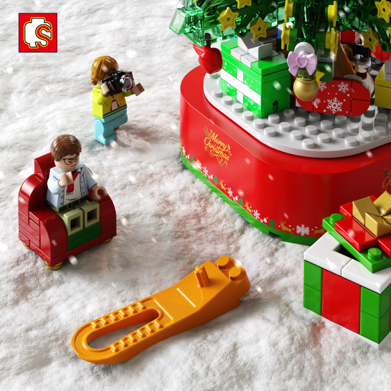 Đồ Chơi Lắp Ráp LEGO Mô Hình Hộp Nhạc Cây Thông Giáng Sinh Kèm Minifigures SEMBO 601164, Quà Tặng Giáng Sinh Noel
