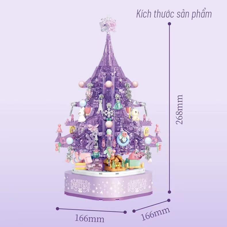 Đồ Chơi Lắp Ráp LEGO Noel Mô Hình Cây Thông Phát Nhạc Merry Christmas Có Nhạc Và Đèn SEMBO 605024 - 605029 Với 720+ PCS