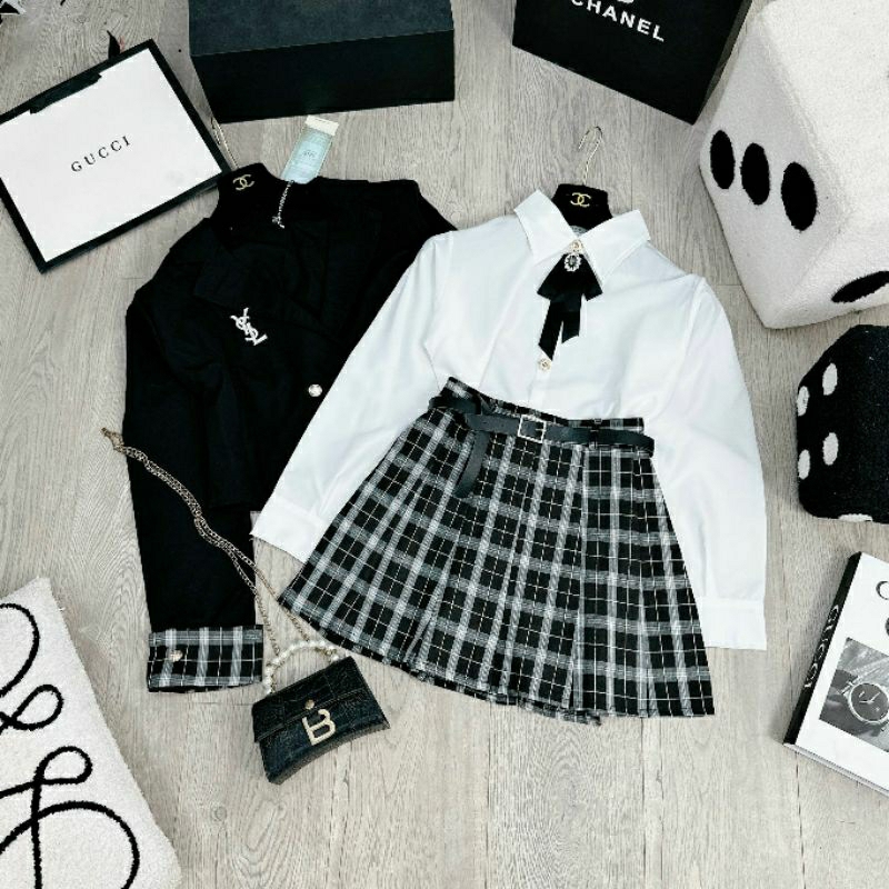 SET 5 MÓN SƠ MI MIX GHILE CHÂN VÁY CARO