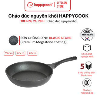 Chảo đúc nguyên khối All Black 24, 26, 28cm HAPPYCOOK