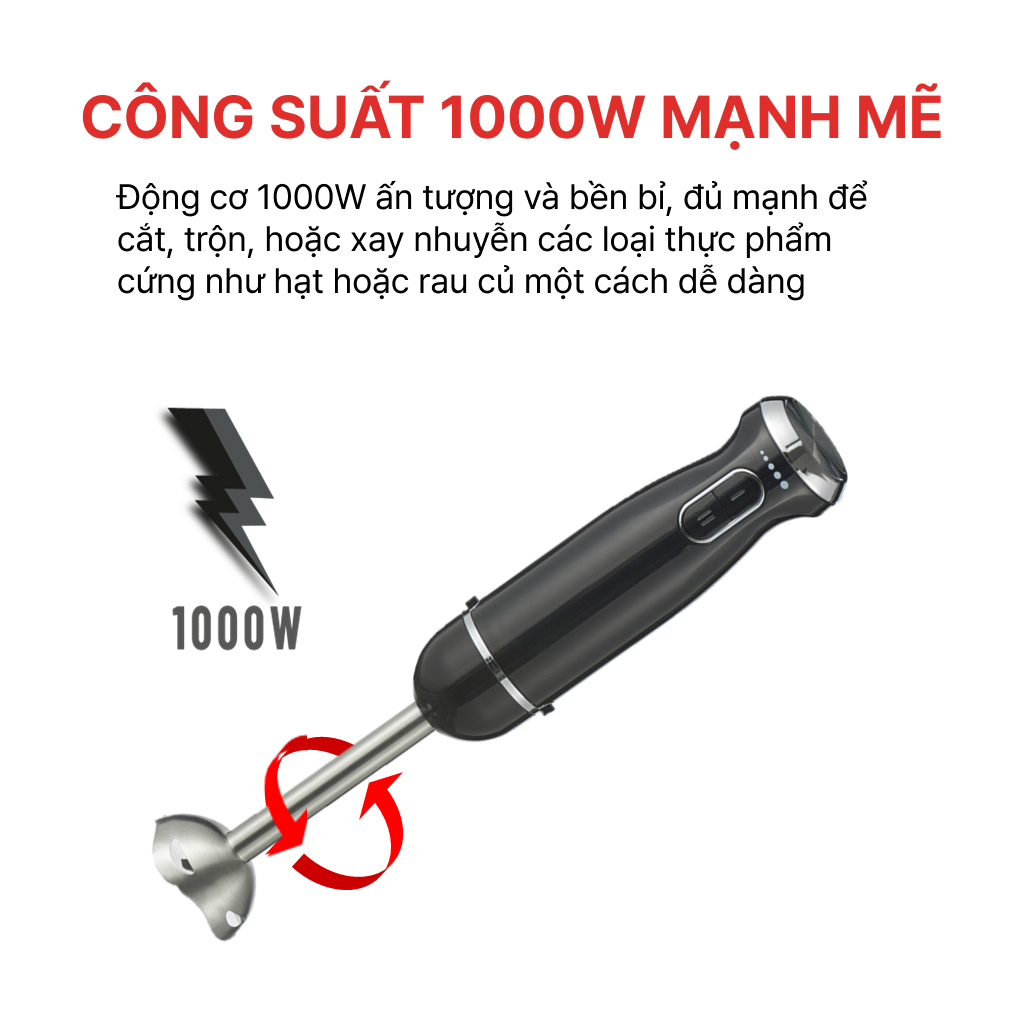 Máy xay sinh tố cầm tay đa năng HAPPYCOOK,  HHB-100PBW