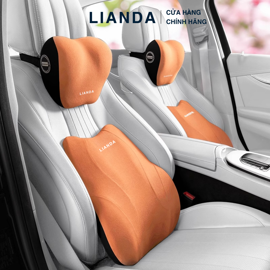 Gối tựa đầu ô tô, gối tựa lưng ô tô chính hãng LIANDA da lộn cao cấp, êm mềm,giúp lái xe thỏa mái,thư giãn,tập trung hơn