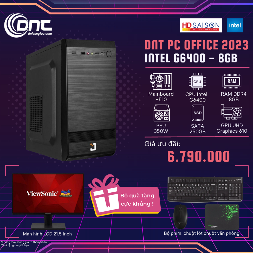 Bộ máy tính để bàn - PC DNT OFFICE 2023 - Intel Pentium Gold