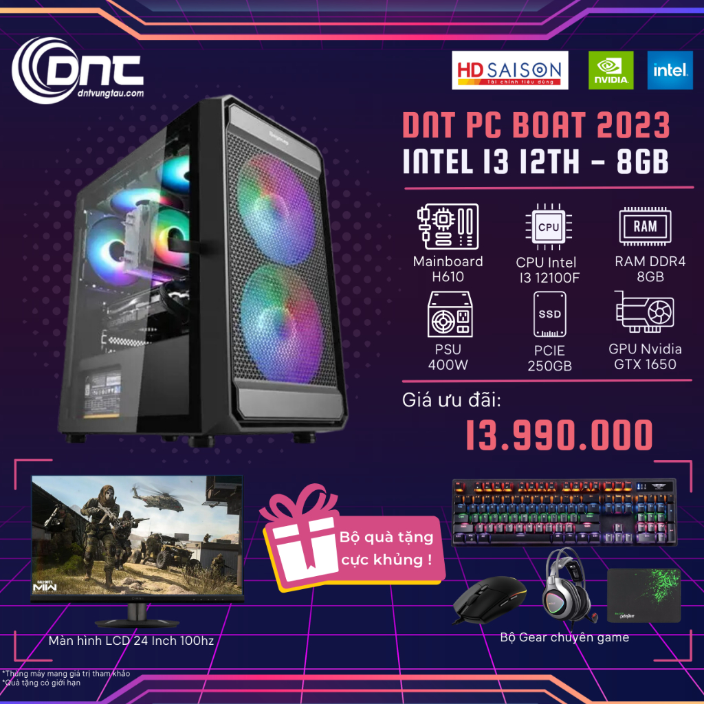 Bộ máy tính để bàn - DNT PC BOAT 2023 - Intel Core i3 12th