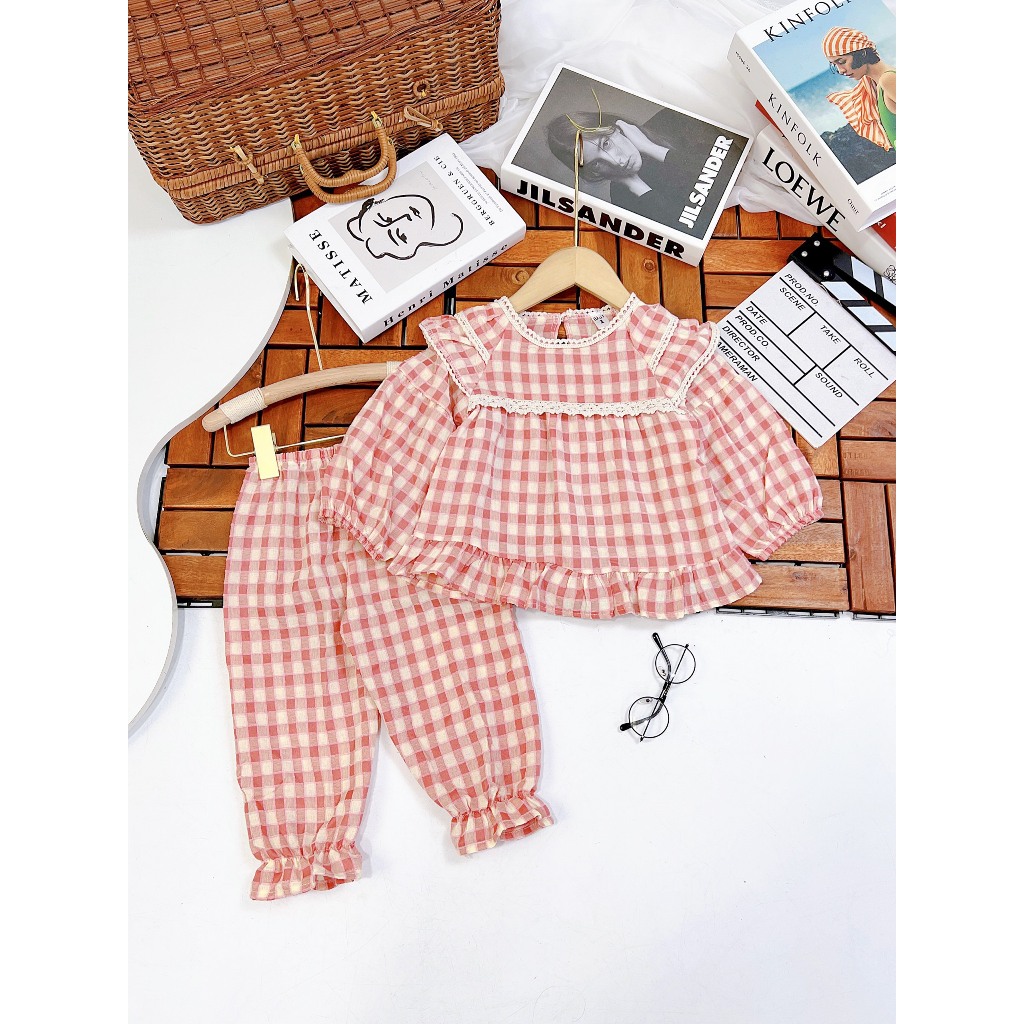 Set Bộ bèo cổ ren cho bé gái từ 8-20kg