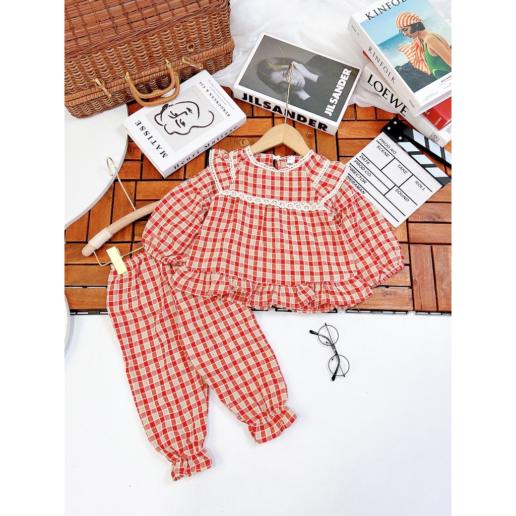 Set Bộ bèo cổ ren cho bé gái từ 8-20kg