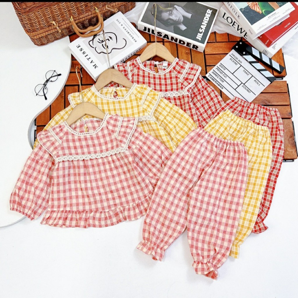 Set Bộ bèo cổ ren cho bé gái từ 8-20kg